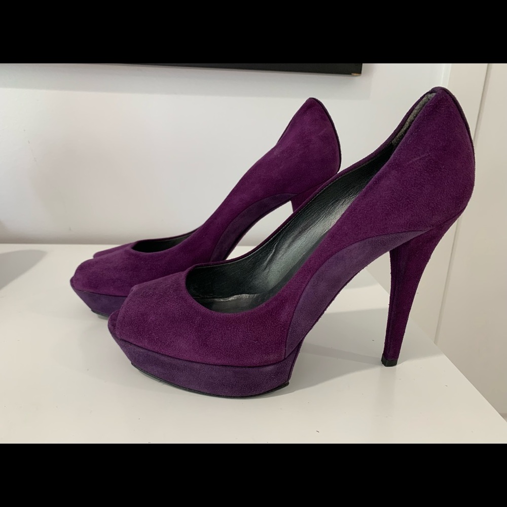 Burgundy and purple suade heels